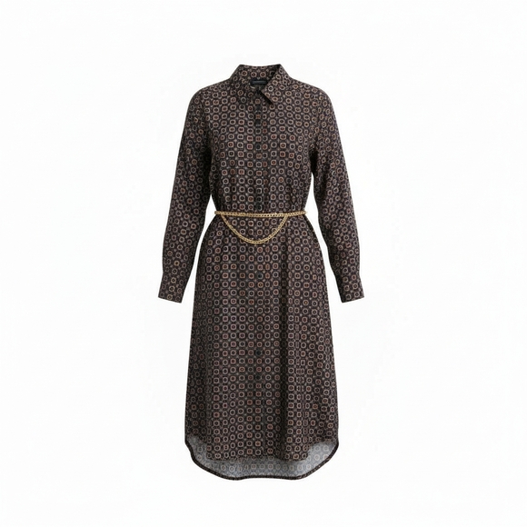 Banana Republic Dresses & Skirts - Banana Republic Satin Medallion Print Midi Dress In Navy Size Large Petite EUC